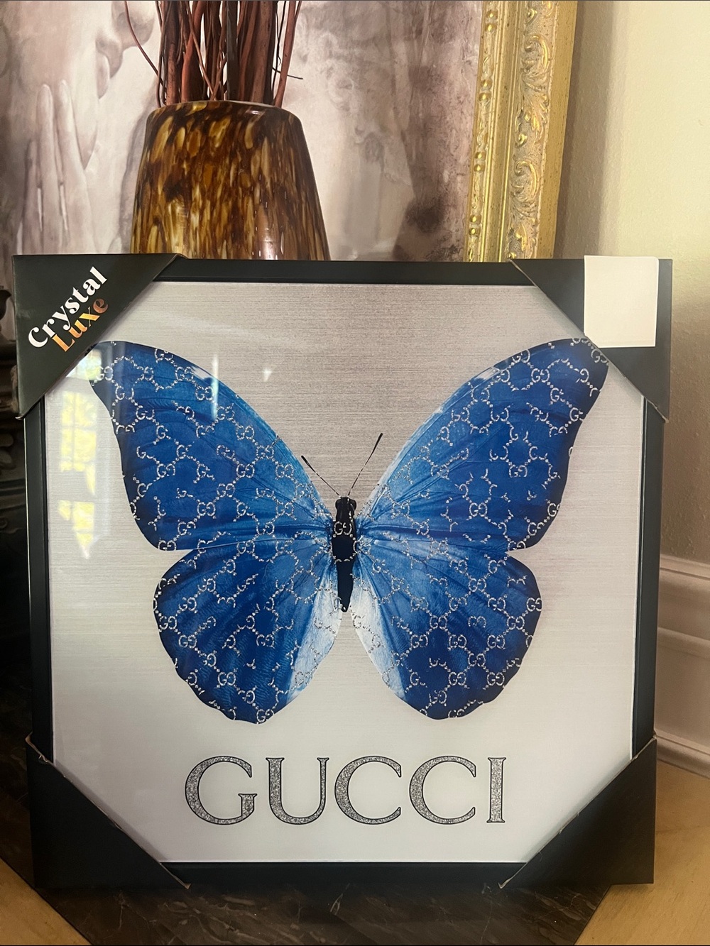 Gucci Blue Butterfly Logo Wall Art
